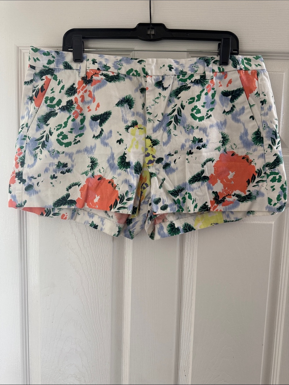 GAP Floral Cotton Shorts - White with Coral, Green & Yellow